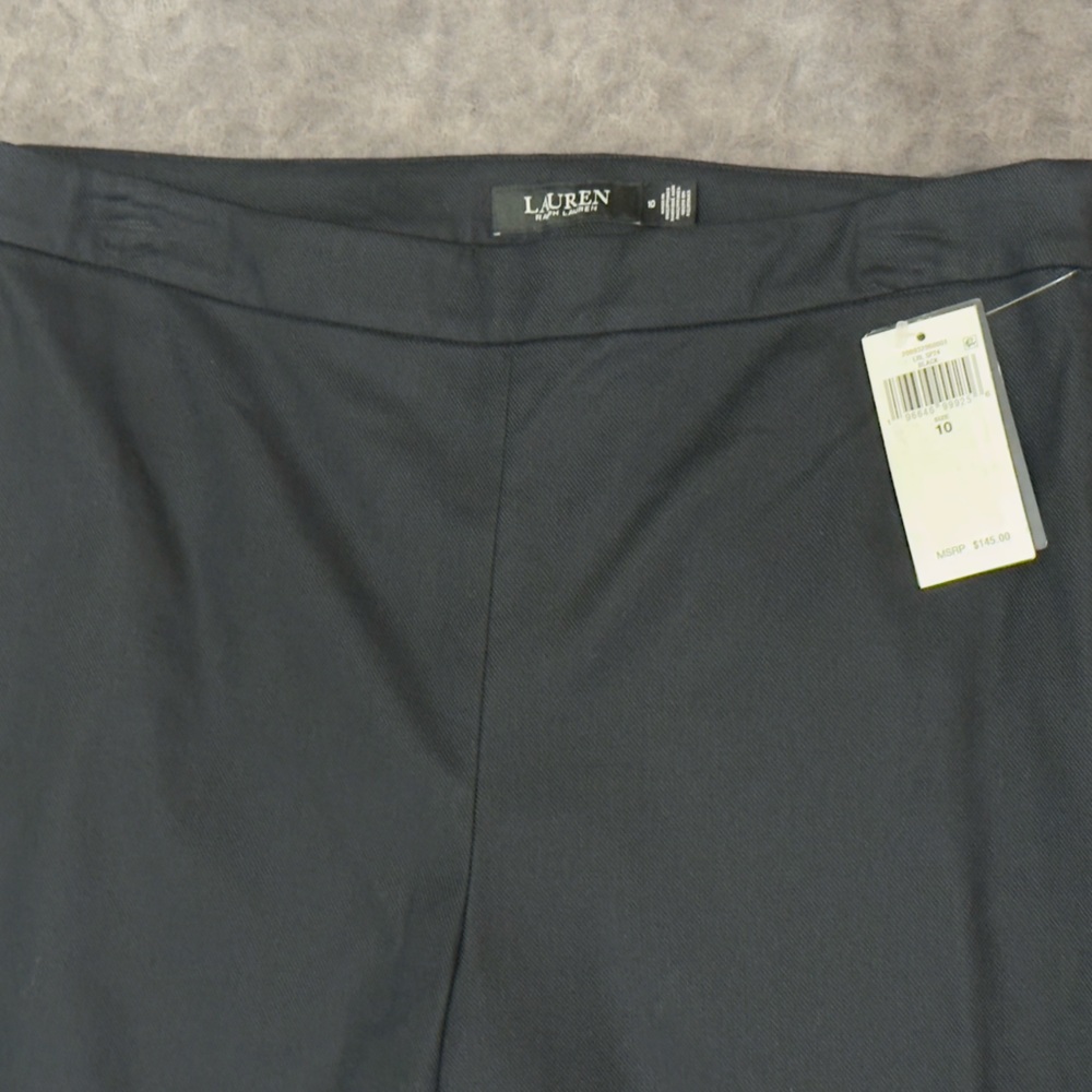 NWT Women Lauren RALPH LAUREN Black High-Rise Cotton-Blend Cropped Pant Sz 10&12 - Picture 7 of 8